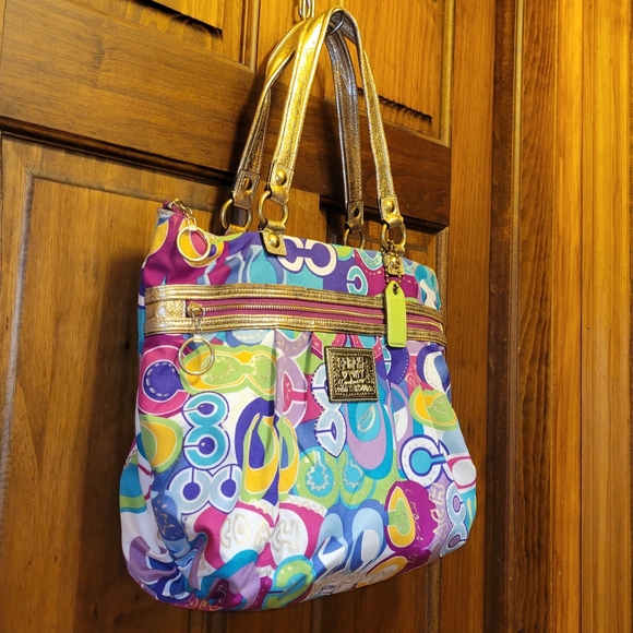 Coach Poppy Pop C Glam 15293 Pocket Tote Shoulder Bag RARE Limited Edition - Picture 4 of 16